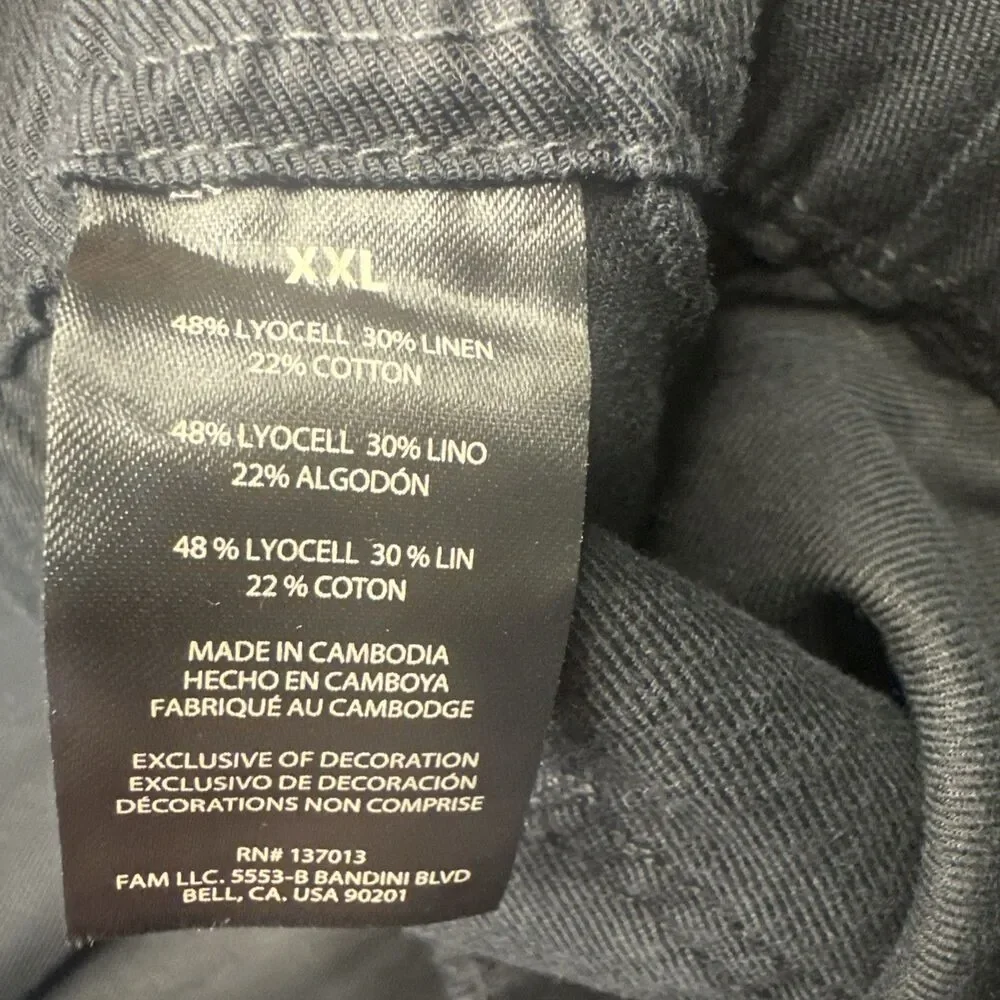 Banana Republic Linen Blend Tapered Crop Pull-On Pant - XXL - BLACK